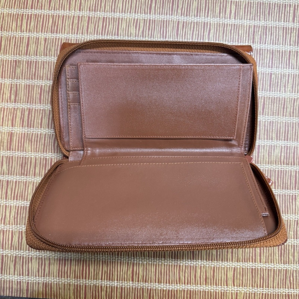 New VTG Brown Eel Skin Organizer Wallet To Crossbody Mini Purse Lee Sands 8.5 X5 - Picture 5 of 8